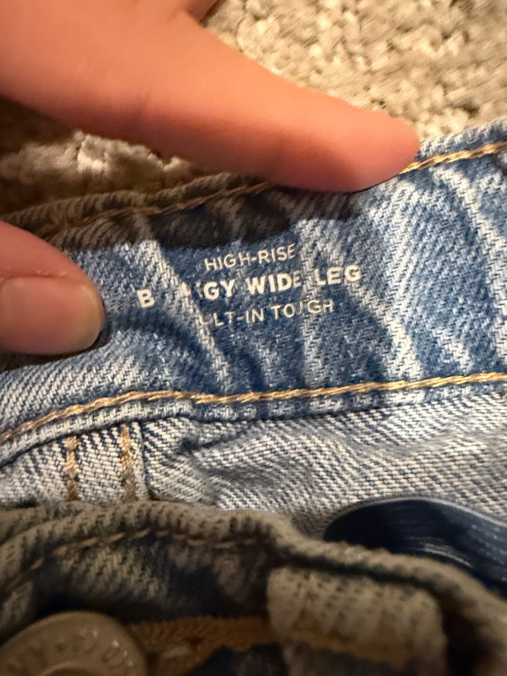 Old Navy Light Blue Distressed Wide-Leg Jeans - Picture 5 of 7